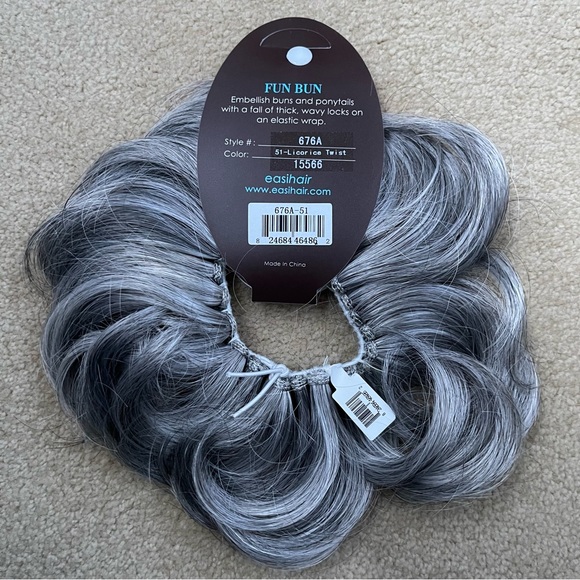 Easihair Fun Bun Color 51 Licorice Twist Gray Ponytail Elastic Wrap - Picture 2 of 2